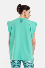 Load image into Gallery viewer, SLEEVLESS T-SHIRT WITH SILK PRINT - LEOPARD - GREEN