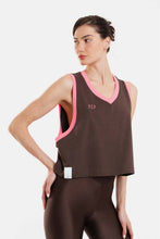 Load image into Gallery viewer, WOMAN SLEEVLESS T-SHIRT WITH EMBROIDERY - KALI - BROWN