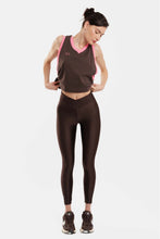 Load image into Gallery viewer, WOMAN SLEEVLESS T-SHIRT WITH EMBROIDERY - KALI - BROWN