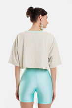 Load image into Gallery viewer, CROP TOP WITH EMBROIDERY - STARS GREY