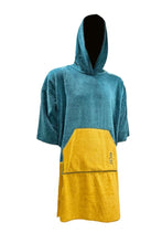Load image into Gallery viewer, Unisex Petrol and Yellow · Adults Long Sleeve Bamboo Poncho