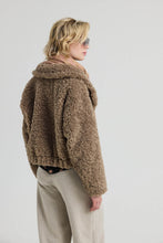 Load image into Gallery viewer, MELDA Cropped faux shearling teddy jacket with double-breasted closure