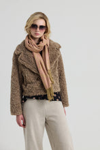 Load image into Gallery viewer, MELDA Cropped faux shearling teddy jacket with double-breasted closure