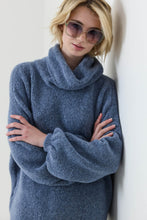 Load image into Gallery viewer, ERINO Oversized knit sweater with draped cowl neck and balloon sleeves