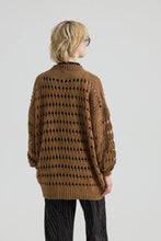 Load image into Gallery viewer, MINELI Relaxed fit openwork knit cardigan with round neckline