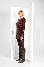 Load image into Gallery viewer, OPULENCE DRESS LONG SLEEVES BORDEAUX