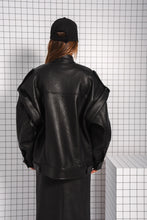 Load image into Gallery viewer, THRIVE FAUX LEATHER JACKET BLACK