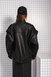 THRIVE FAUX LEATHER JACKET BLACK