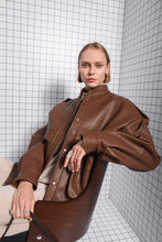 Load image into Gallery viewer, THRIVE FAUX LEATHER JACKET BROWN