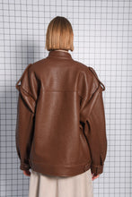 Load image into Gallery viewer, THRIVE FAUX LEATHER JACKET BROWN