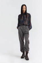 Load image into Gallery viewer, ARELI Relaxed tapered corduroy trousers with front pleats and elasticated back waist