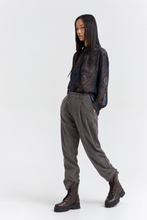 Load image into Gallery viewer, ARELI Relaxed tapered corduroy trousers with front pleats and elasticated back waist