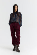 Load image into Gallery viewer, ARELI Relaxed tapered corduroy trousers with front pleats and elasticated back waist