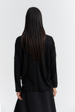 Load image into Gallery viewer, ABILENE_1 Relaxed deep V-neck top with textured checkerboard motif