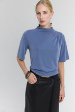 Load image into Gallery viewer, MIRREN Relaxed draped stand-collar top with pleated shoulder