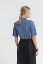 Load image into Gallery viewer, MIRREN Relaxed draped stand-collar top with pleated shoulder