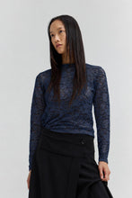 Load image into Gallery viewer, HAMZA Semi-sheer floral lace long-sleeve top with round neck