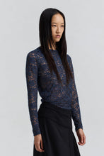 Load image into Gallery viewer, HAMZA Semi-sheer floral lace long-sleeve top with round neck