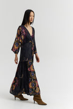 Load image into Gallery viewer, SAGAL Ankle-length floral wrap-top dress with 3/4 kimono sleeves and tiered ruffle hem