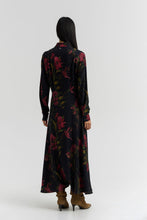 Load image into Gallery viewer, DIANE Ankle-length floral shirt-dress with fitted bodice and pleated flared skirt