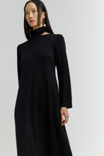 Load image into Gallery viewer, DIVINITY Ankle-length A-line knit dress with asymmetrical cut-out neckline and side slit
