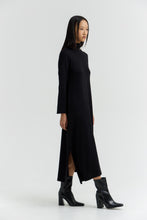 Load image into Gallery viewer, DIVINITY Ankle-length A-line knit dress with asymmetrical cut-out neckline and side slit