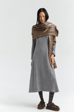 Load image into Gallery viewer, HANSON Ankle-length fit-and-flare knit dress with soft funnel neck and hip seam detailing