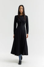 Load image into Gallery viewer, LUCILLE_2 Ankle-length fit-and-flare dress with crossover draped waist
