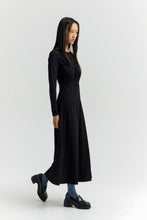 Load image into Gallery viewer, LUCILLE_2 Ankle-length fit-and-flare dress with crossover draped waist