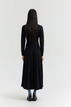 Load image into Gallery viewer, LUCILLE_2 Ankle-length fit-and-flare dress with crossover draped waist