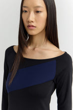 Load image into Gallery viewer, COMER Ankle-length fit-and-flare dress with diagonal contrast band