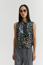 Load image into Gallery viewer, DASHA Sleeveless abstract print tunic with mock collar and side tie-neck