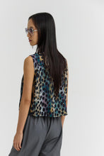 Load image into Gallery viewer, DASHA Sleeveless abstract print tunic with mock collar and side tie-neck