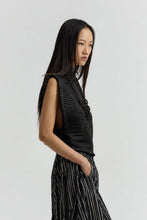 Load image into Gallery viewer, DANIKA_1 Fitted sleeveless tabard top with soft draped funnel neck and textured subtle sheen