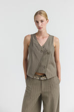 Load image into Gallery viewer, AZMA Asymmetrical pinstripe herringbone vest