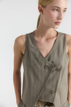 Load image into Gallery viewer, AZMA Asymmetrical pinstripe herringbone vest
