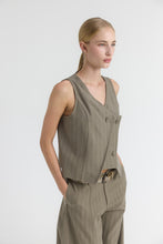 Load image into Gallery viewer, AZMA Asymmetrical pinstripe herringbone vest