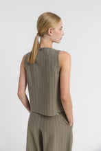 Load image into Gallery viewer, AZMA Asymmetrical pinstripe herringbone vest