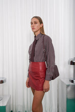 Load image into Gallery viewer, PURPOSE FAUX LEATHER MINI SKIRT RED