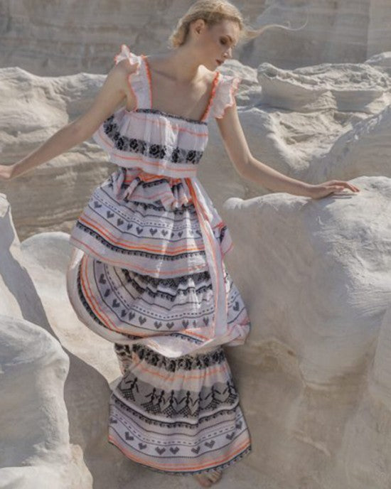 Rea Off White - Neon Orange Zakar Maxi Dress by DEVOTION