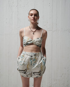 PRINTED COTTON BUSTIER TOP (PETS)